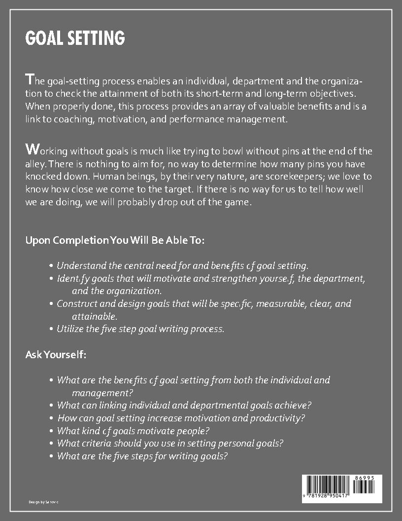 Goal Setting Back Cover